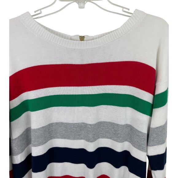 Crown & Ivy Multicolor Striped Knit Sweater w/Back Zipper Closure Womens Size S - Picture 3 of 8